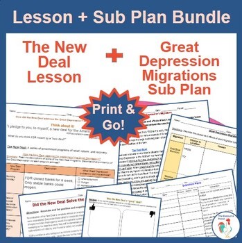 Evaluating the New Deal Lesson   Great Depression Migrations Sub Plan BUNDLE