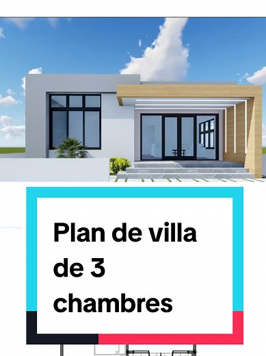 Plans de maison moderne : villa de 3 chambres