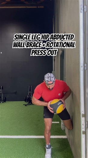 Single Leg Hip Abducted Wall Brace + Rotational Press Out