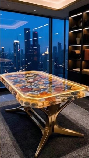 Pebble & Leaf Epoxy Table Transformation 😍 | Smooth Stones & Autumn Design | Satisfying ASMR DIY