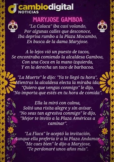 Cambio Digital Noticias te presenta las tradicionales calaveritas literarias 🕯️🌼📜✨