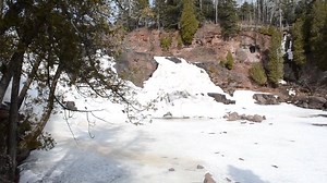 With warming weather comes melting river, lake and falls ice, as seen at the Middle Falls here at Gooseberry Falls State Park. Here we are waiting for Ice Out- the event when the river ice breaks free and erupts over the falls. This event happens quickly, furiously and without warning. Please remember to be safe and cautious as you explore thawing places this spring! | Minnesota State Parks and Trails
