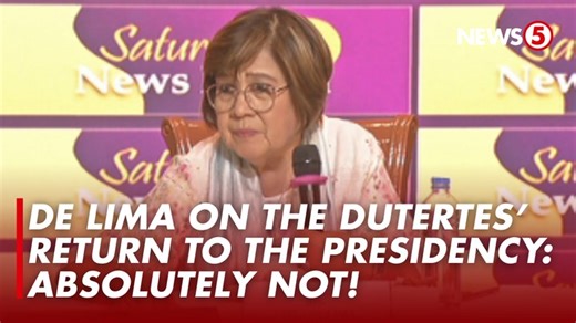 2.7M views · 153K reactions | DE LIMA: RETURN OF THE DUTERTES, BAD FOR THE COUNTRY Para kay Mamamayang Liberal Rep. Leila de Lima, makakasama sa bansa kung may isang Duterte na magbabalik para maging lider ng bansa sa darating na 2028. For more latest stories, visit us at www.news5.com.ph | News5 | Facebook