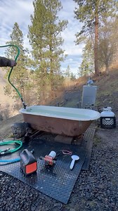 DIY Off-Grid Outdoor Clawfoot Hot Tub 🤝🛠 • On todays episode we do a deep dive into the most luxurious diy project on the homestead. Our off-grid propane powered clawfoot hot tub and the parts you need to build your own. ♨️💦 • It’s better to be a warrior in a garden than to be a gardener in a war. 🌱🥷 • #modern #rural #civilian #selfsufficient #off-grid #sustainableliving #rootcellar #switch-grid #strawbale #foodprodution #foodpreservation #beekeeping #rampump #homestead #waterislife #rampum