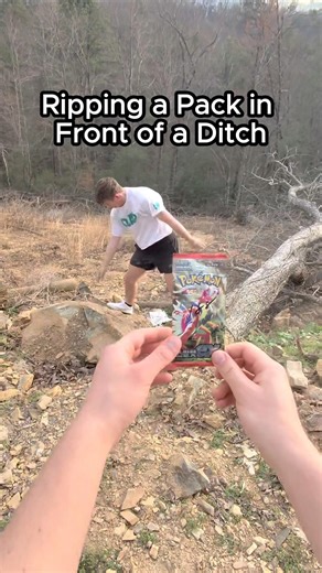Ripping a Pokemon pack in front of a ditch #pokemon