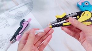 EBOOT Student Geometry Math Set, Drawing Compass and 6 Inch Clear Swing Arm Protractors 180 Degree Math Protractor (Yellow)