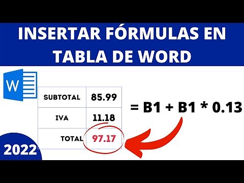 FÓRMULAS EN TABLAS DE WORD - 2022