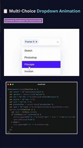Custom Multi Select Dropdown Animation with HTML CSS JavaScript 🔥