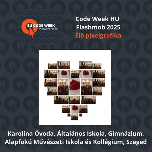 Az idei CW HU Flashmob kihívás "Élő pixelgrafika" változatában 300 diák vett részt. #codeweek | EU Code Week Magyarország
