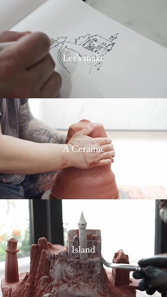 making a Ceramic Island~ #아뜨리움 #fyp #foryoupageofficiall #handmade #tutorial #pottery #satisfying #island #cafe #painting #drawing #foryou