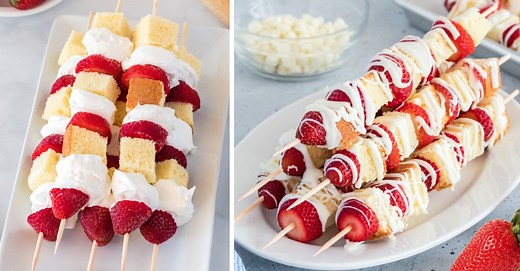Strawberry Shortcake Kabobs - 2 Ways - the most Requested Dessert for Summer Parties.
