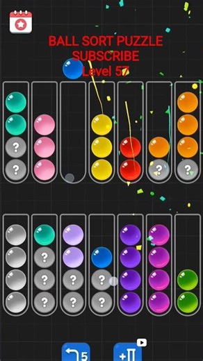 Color Sorting solution /Level 57/ Ball Sort Puzzle Fun Gameplay #shorts #gaming #gameplay #virlshort