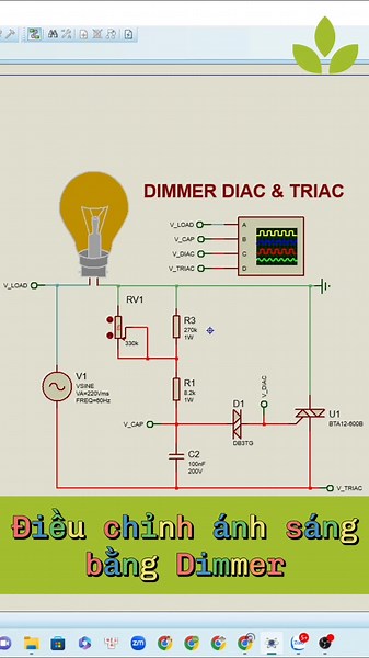 #xuhhuong Mạch dimmer Triac & Diac, điều chỉnh độ sáng của đèn #proteus #proteus8 #dimmer