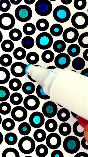 Satisfying ASMR Coloring | Blue and Black Circle Pattern Design