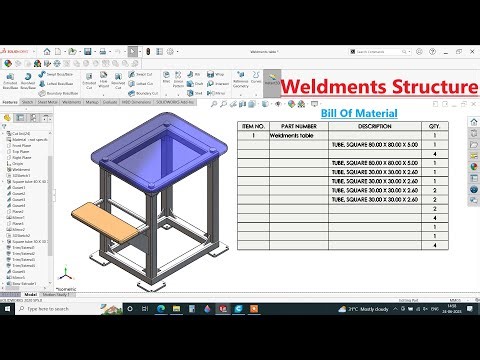 ✅Solidworks Weldments | How to design a table & Cut list in Solidworks