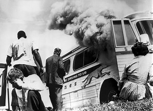 14 shares | Eleven days into the Freedom Rides aimed at ending segregation, Hank Thomas and other Freedom Riders huddled on a bus on May 14, 1961, just outside Anniston, Alabama, as a white mob slashed tires on their bus, pounded it with tire irons and then threw a firebomb inside. https://bit.ly/3iuoNLR | USA TODAY Video | Facebook