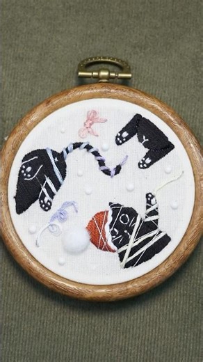 Funny Christmas Black Cats Thread Art #shorts #threadart #christmas