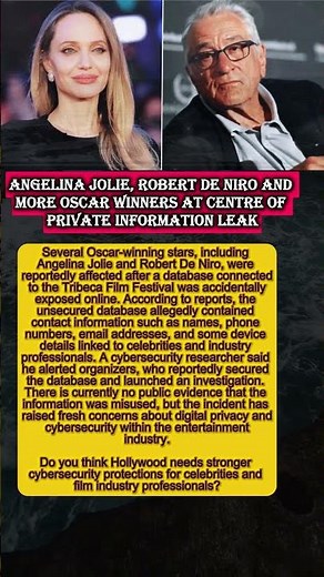 Angelina Jolie & Robert De Niro Named in Celebrity Data Leak #AngelinaJolie #RobertDeNiro #Celebrity