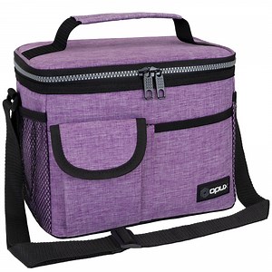 OPUX Insulated Lunch Bag for Men Women, Leakproof Heather Purple Lunch Box for Work, Portable Soft Lunch Cooler Bag with Shoulder Strap, Adult Lunchbox Lunch Pail for Kid Boy Girl School, 14 Can/8L