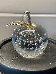 Vintage Apple Paperweight. Art Glass Controlled Bubble With Brass Stem & Leaf. Mid Century Desk Accessories. Hollywood Regency Decor - Etsy