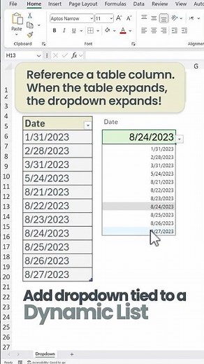 Here's how to create a dynamic dropdown in Excel! #exceltips