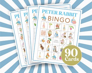 Peter Rabbit Baby Shower Bingo Game, Rustic Bunny Bundle, Boy Baby Peter Rabbit Party, Bingo Game Blue Bingo, Classroom Activity Game B65 - Etsy