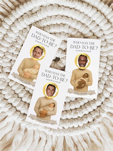 Editable Who Has the Baby Daddy Game: Find the Daddy Scratch off Canva Template (boho Neutral Theme) - Etsy