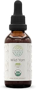 HerbEra Wild Yam B60 Alcohol-Free Herbal Extract USDA Organic Tincture, Concentrated Liquid Drops Natural Wild Yam (Dioscorea Villosa) Dried Root 2 fl oz