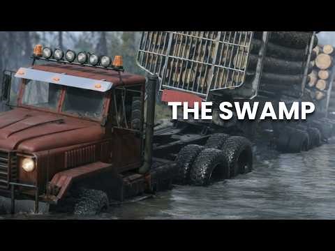 SnowRunner | Hauling Medium Logs Through an Extreme Mud Swamp (No Commentary)