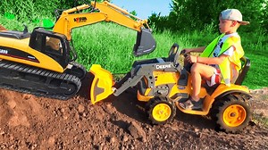 813K views · 10K reactions | Bruder excavator in trouble New John Deere Tractor rides to the rescue | OneDay Alex | Facebook