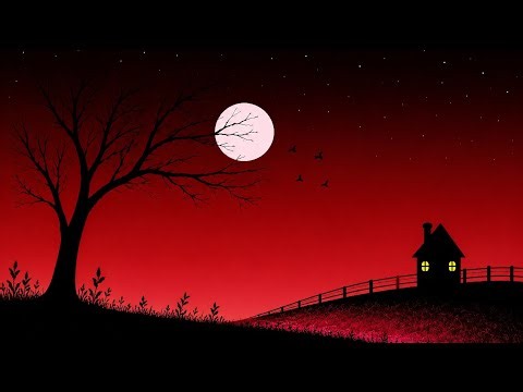 Easy Moonlight Landscape Painting in MS Paint | Beautiful Night Scenery Drawing