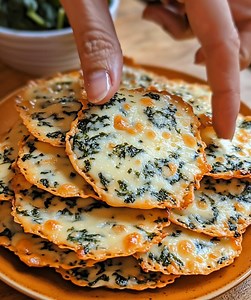 Irresistible Spinach Dip Cheese Crisps for Your Snack Cravings For the Cheese Mixture 2 cups shredded mozzarella cheese – perfect for that gooey, melty goodness everyone loves. 1 cup cream cheese – adds richness and helps bind everything together. 1 cup fresh spinach, chopped – packs in nutrients while giving a vibrant color and flavor. ...... Full Recipe in Coʍmеոτ 💬 | Ella Recipes