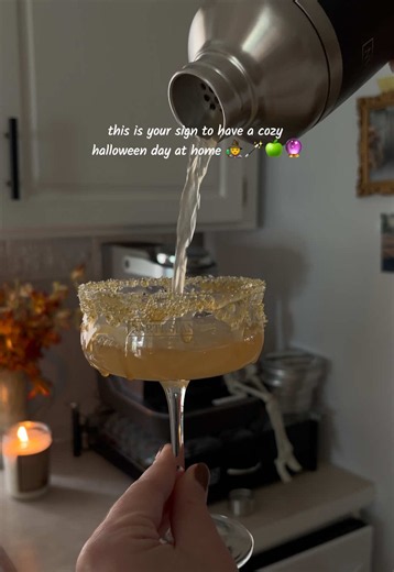 take this as your sign to have a cozy Halloween day or night at home 🍏🧙🐈‍⬛🕯️ made a caramel appletini mocktail with with my @Bartesian and it was delish with the caramel and the sour apple sugar 😋 some coloring and of course had to watch one of my favorites Hocus Pocus 🖤🔮 #fallday #halloweenvibes #cozyathome #mocktail #cozyseason @Disney