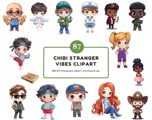 Cute Stranger Character Clipart Set, Stranger Hand Drawn, Watercolor Stranger Vibes & Monster Clipart, 80s Mystery Character Clipart PNG - Etsy