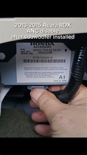 2013-2015 Acura RDX ANC disable after subwoofer installed
