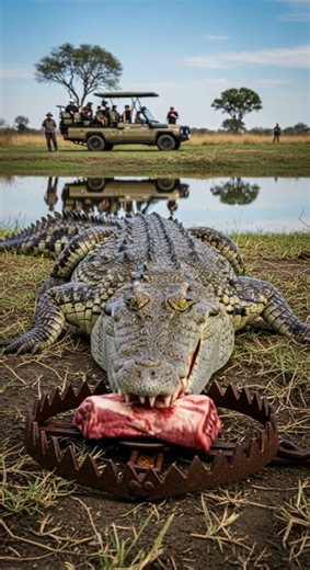Will the crocodile escape the trap and get away safely #wildlife #crocodile #nature