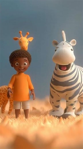 kid with animal trip 3d computer generated cartoon