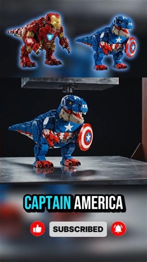 Hydraulic Press vs LEGO T-Rex (Iron Man & Captain America Armor) – CRAZY Superhero Split Smash!
