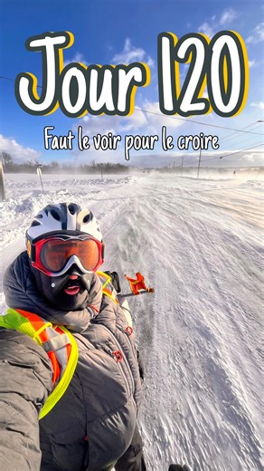 Petit Donnie on Instagram: "JOUR 120: le vent balayait la neige de partout aujourd’hui. 🥵 Me voilà à nouveau sur la rive Nord 🚴‍♂️💪🏻 j’ai l’impression que cette ligne droite c’est l’ultime test de ce voyage, qui regroupe toutes les pires conditions 🥲 mais svp invoquez la bonne météo pour moi demain car je vais en avoir besoin 🙌 👉🏻 Abonne toi pour ne rien manquer de cette folle aventure ❤️ À DEMAIN POUR LA SUITE 🫡 #bikepacking #outdoors #wintercycling #voyageavelo #fblifestyle"