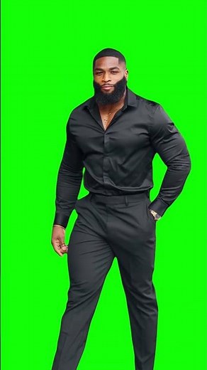 Black Guy walking wearing Black Suit meme - Green Screen