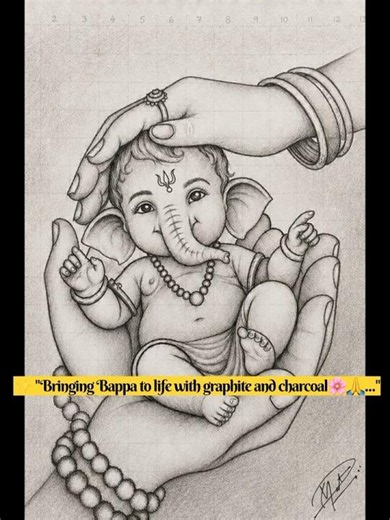 Baby Ganpati Pencil Sketch | Graphite & Charcoal Drawing | Easy Drawing Tutorial ✨🕉️