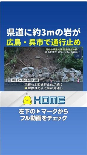 [Road Closure] 3-meter boulder falls onto Kure City prefectural road… Likely due to rain #shorts