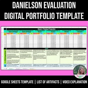 Teacher Evaluation Digital Portfolio Danielson Framework Google Sheets