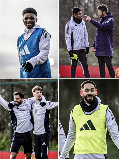 🔴 Man United Training Earlier This Morning Tuesday 21st January: High Intensity Rondo Setup (Michael Carrick) ⚽ 8x6m possession tight boxes 🏃 Pressers complete agility work before entering 🔥 Win it before the whistle → break out & finish 🔔 Miss it → break out on the whistle 📔Get more training plans via the link in our page bio #FootballTraining #fyp #soccerdrills #footballdrills #manchesterunited