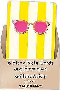 Willow & Ivy Press - Made In USA - Blank Note Cards and Envelopes Set, 6 Blank Greeting Cards and Envelopes for Women, Elegant Notecards for Personal and Professional Use