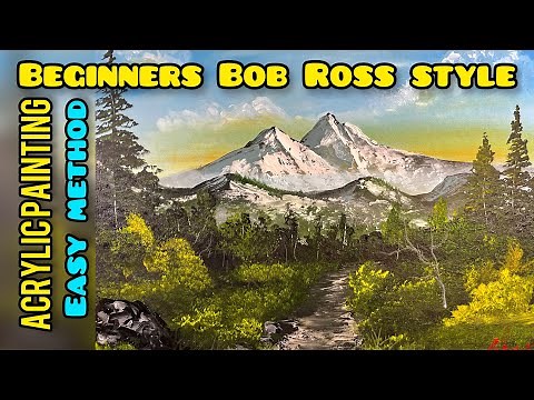 BoB Ross style Acrylic PAINTING MOUNTAIN LANDSCASPE Acrylic painting