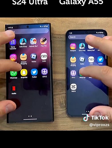 Samsung S24 Ultra vs Galaxy A55 5G Speed Test Comparison