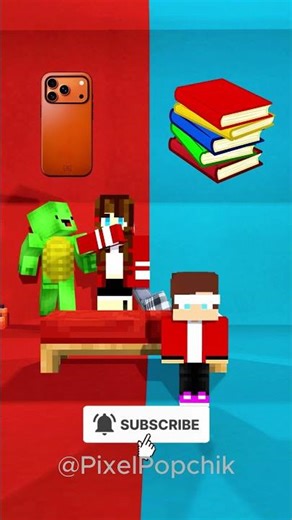 JJ sister HOME or SCHOOL😊😂 - MAIZEN Minecraft Animation #shorts