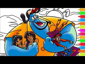 Coloring Disney Aladdin - Group Hug! Princess Jasmine - Magic Carpet Ride | Disney Coloring Pages
