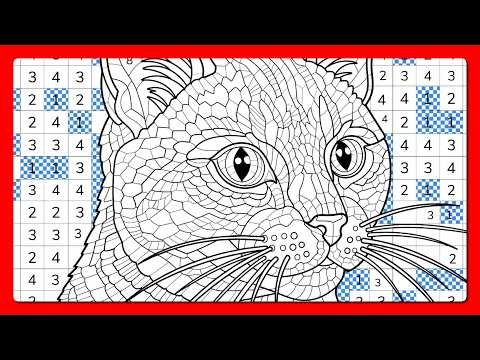 Mosaic Stained Glass Art Cat with Blue Eyes Zen Color Color by Number app #coloringbook #focus